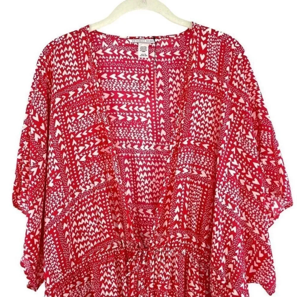 Victoria’s Secret Red Heart Print Kimono Robe One Size OS